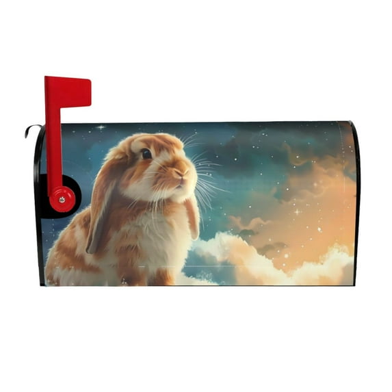 Naloa Starry Sky Cloud Cute Rabbit Mailbox Covers Magnetic Post Box Cover Post Letter Box Cover Garden Decor-21x18 in