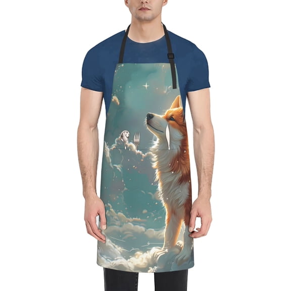Naloa Starry Sky Cloud Fox Apron Kitchen Aprons with Pockets for Women Men Chef