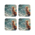 thumbnail image 1 of Naloa Starry Sky Cloud Fox Coasters for Set of 4 - PU Leather Coasters, Coasters for Table Cup Tea Coffee Beer, Decorative for Kitchen Homedecor (Round), 1 of 6