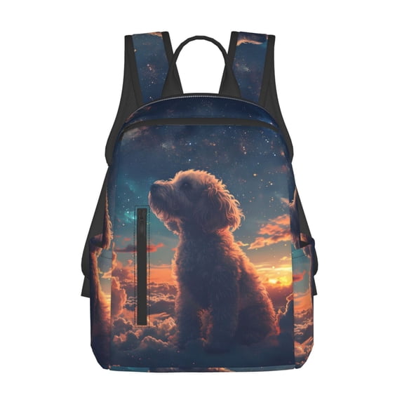 Naloa Starry Sky Cloud Puppy Print Lightweight DayBackpack Suitable for school, work, shopping, travel, etc.