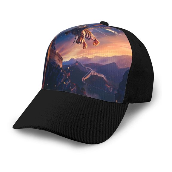 Naloa Starry Sky Flying Tiger Adult adjustable Print Baseball Hat, Patchwork curved brim baseball capfor Men and Women, One Size