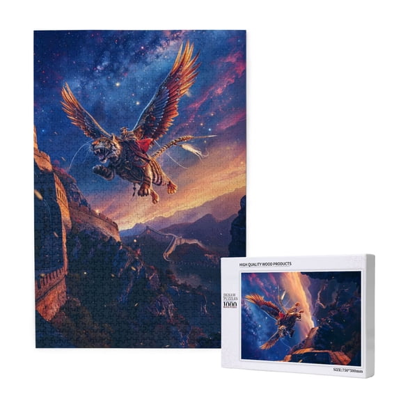 Naloa Starry Sky Flying Tiger Custom Puzzles Personalized Puzzle 1000 Pieces from Photo Custom Jigsaw Puzzle for Wedding, Graduation, (29.519.7in, Vertical)
