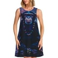 thumbnail image 1 of Naloa Starry Sky Meditating Chimpanzees Print Women's Summer Spring Casual Beach Sundress,Vacation Sleeveless Tank Crewneck Loose Dresses, 1 of 7