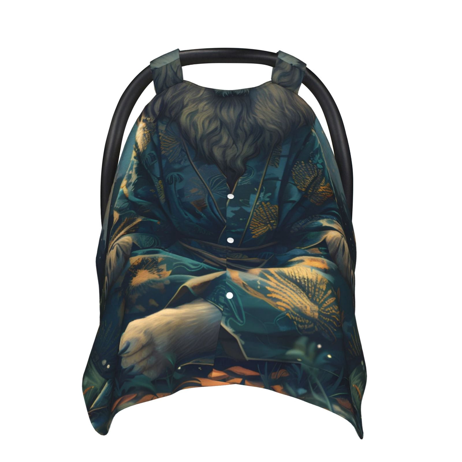 Naloa Starry Sky Meditating Lion Baby Car Seat Cover, Breathable Baby Carrier Cover, Multiuse Baby Carrier Cover & Nursing Breastfeeding Cover
