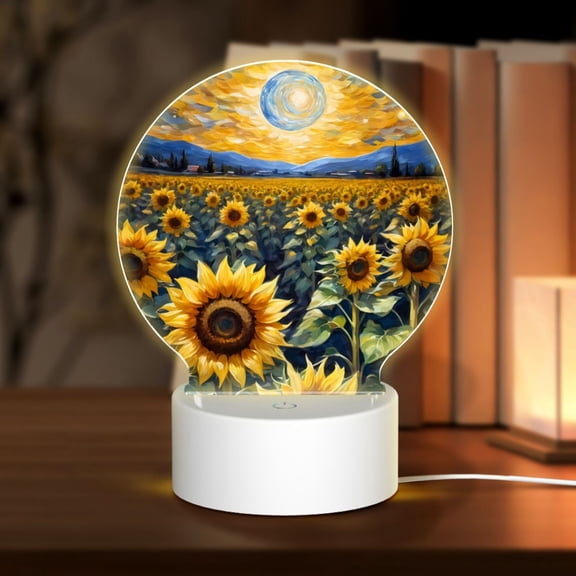 Naloa Starry Sky Moon Sunflower Acrylic LED Night Light Custom LED Lights Personalized Nightlight Customized Gifts for Family Couples Friends