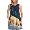 thumbnail image 1 of Naloa Starry Sky Sleep White Bear Print Women's Summer Spring Casual Beach Sundress,Vacation Sleeveless Tank Crewneck Loose Dresses, 1 of 7