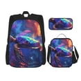 thumbnail image 1 of Naloa Starry Sky Turtle Print Large Capacity Backpack Lunch Bag Pencil Case Combination 3 Piece Set for Student, 1 of 8