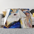 thumbnail image 1 of Naloa Starry White Horse Flannel Blankets - Thick and Warm Blanket for Winter, Soft Fuzzy Plush King Blanket for All Seasons50"x40", 1 of 6