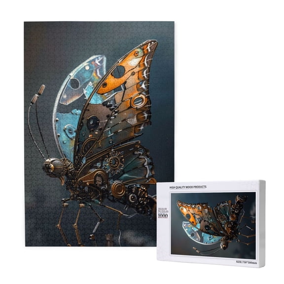 Naloa Steampunk Mechanical Butterfly Custom Puzzles Personalized Puzzle 1000 Pieces from Photo Custom Jigsaw Puzzle for Wedding, Graduation, (29.519.7in, Vertical)