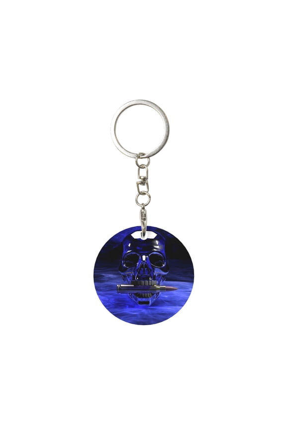 Naloa Steel Skull Print Round Keychain Keychain Key Ring, Key Tag, Key Chain Bulk for Gift Accessories (Round)