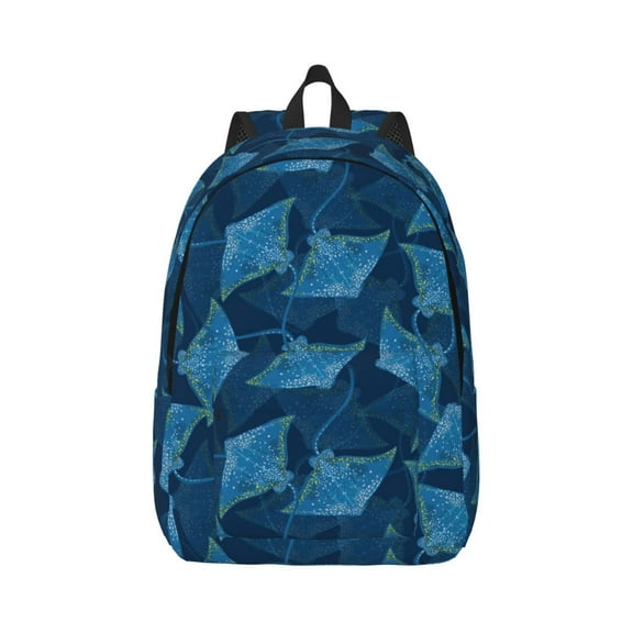 Naloa Stingray Canvas Backpack for Men Women Rucksack Casual Travel Daypack College Tote Satchel Bookbag for Teens-Small