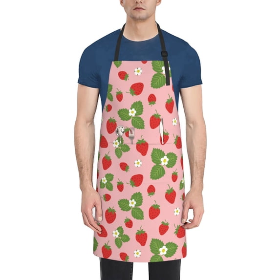Naloa Strawberries Apron Kitchen Aprons with Pockets for Women Men Chef
