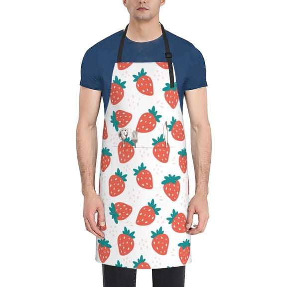 Naloa Strawberries Apron Kitchen Aprons with Pockets for Women Men Chef