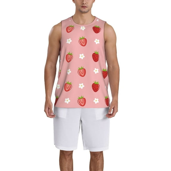 Naloa Strawberries Basketball Jersey Reversible Men's Mesh Athletic Sports Shirts Training Practice S-4XLLarge