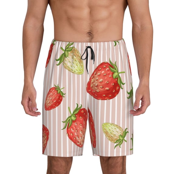 Naloa Strawberries Men's Short Pajama Pants, Lounge Comfort Shorts with Elasticized Waistband and Side Pockets - XX-Large