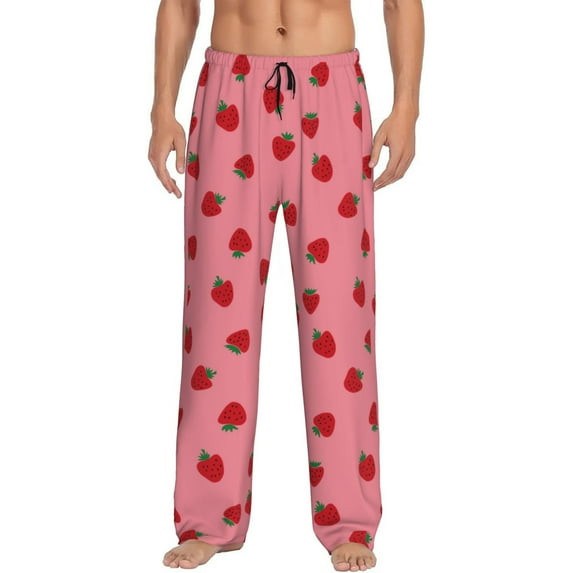Naloa Strawberries Pajama Pants Men, PJ Bottoms, Sleep & Lounge Pants-Medium