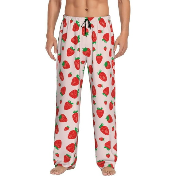 Naloa Strawberries Pajama Pants Men, PJ Bottoms, Sleep & Lounge Pants-Small