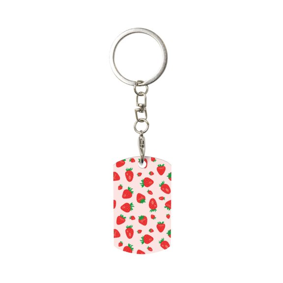 Naloa Strawberries Print Keyfob with Split Key Ring and Print Labels, Key Labels Key Chain Tags, Luggage Tags, Car Key Chain Ring Keyfob Gift