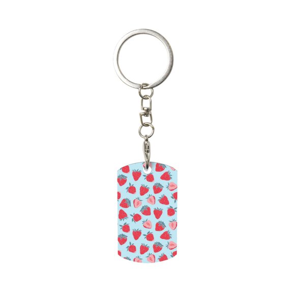 Naloa Strawberries Print Keyfob with Split Key Ring and Print Labels, Key Labels Key Chain Tags, Luggage Tags, Car Key Chain Ring Keyfob Gift