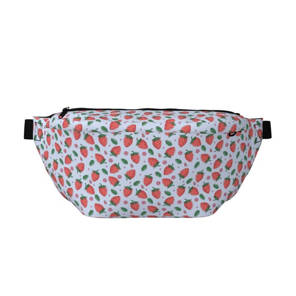Naloa Strawberries Print Running Belts for Men Women,Running Fanny Pack with 2-Zipper Pockets,Waterproof Waist Pack for Travel Hiking Running Outdoor Sports
