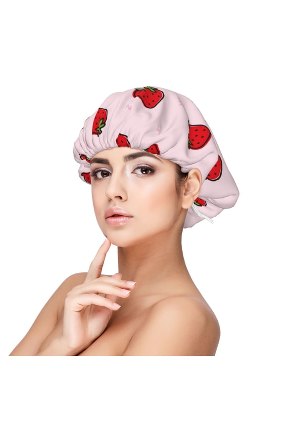 Strawberry Adjustable Hair Bonnet for Sleeping, Hair Wrap Sleep Cap Turban for Women Men, Curly Straight Hair Long Large Braid Unisex