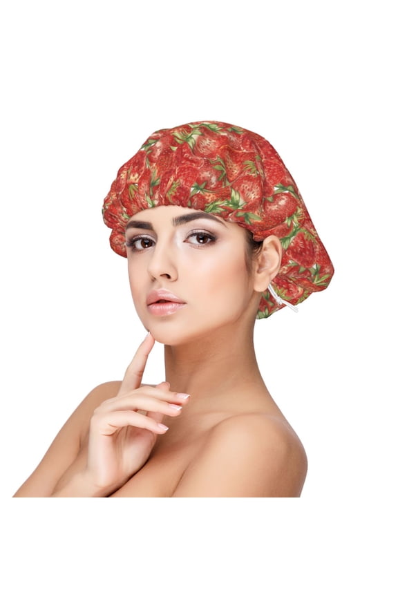Strawberry Adjustable Hair Bonnet for Sleeping, Hair Wrap Sleep Cap Turban for Women Men, Curly Straight Hair Long Large Braid Unisex