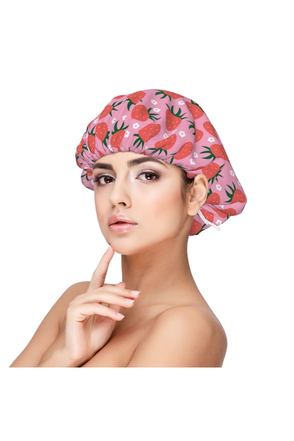 Strawberry Adjustable Hair Bonnet for Sleeping, Hair Wrap Sleep Cap Turban for Women Men, Curly Straight Hair Long Large Braid Unisex