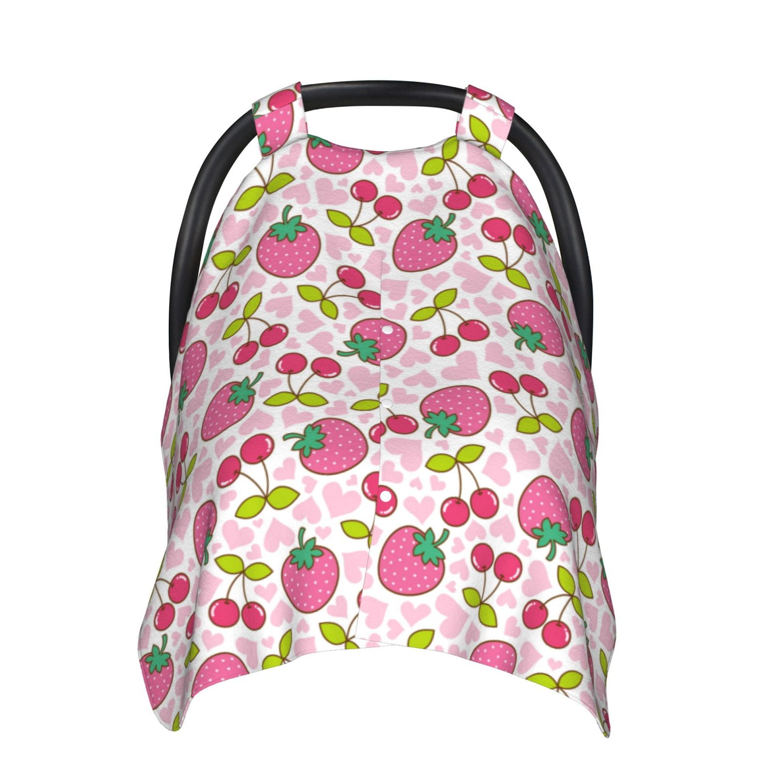 Naloa Strawberry And Cheery Baby Car Seat Cover, Breathable Baby Carrier Cover, Multiuse Baby Carrier Cover & Nursing Breastfeeding Cover