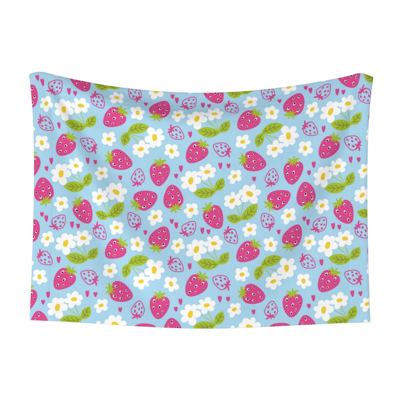 Naloa Strawberry And Flowers Dog Blanket, 3 Sizes Cat Blanket for Indoor Cats Large Medium Small Dog Gifts-Large