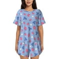 thumbnail image 1 of Naloa Strawberry And Flowers Women's Short-Sleeved Pajama Set, Loungewear, Summer pajamas, Breathable Cozy - 4X-Large, 1 of 9