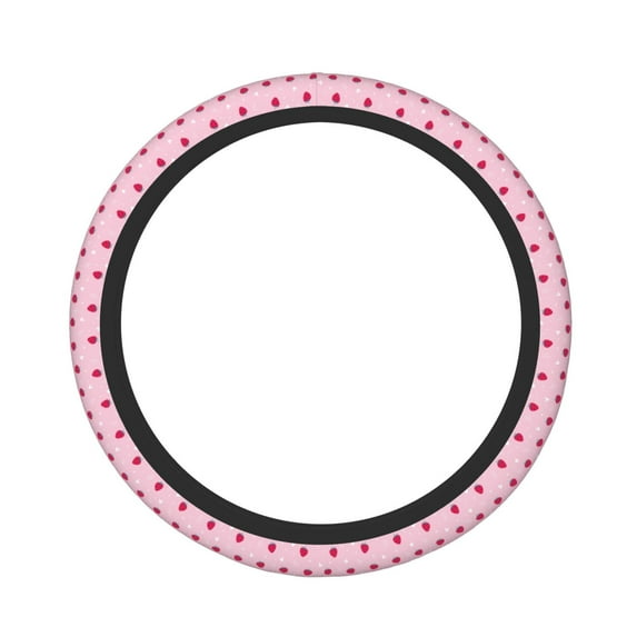 Naloa Strawberry And Heart Elastic Steering Wheel Cover, Auto Steering Wheel Cover – 15 Inch , Comfortable Grip, Fit Suvs,Vans Cars,Trucks