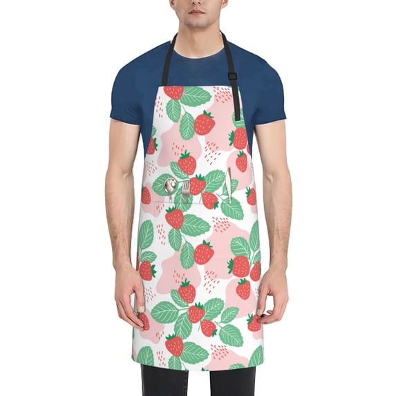 Naloa Strawberry Apron Kitchen Aprons with Pockets for Women Men Chef