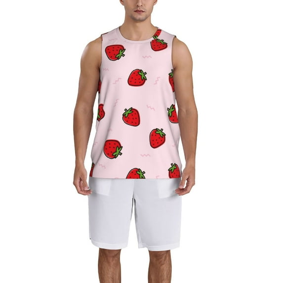 Naloa Strawberry Basketball Jersey Reversible Men's Mesh Athletic Sports Shirts Training Practice S-4XLLarge