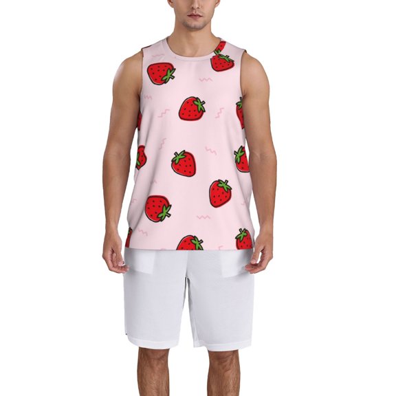 Naloa Strawberry Basketball Jersey Reversible Men's Mesh Athletic Sports Shirts Training Practice S-4XLMedium