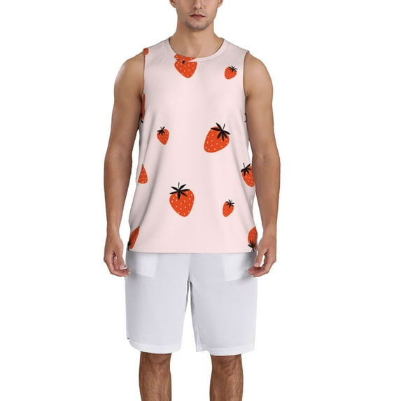 Naloa Strawberry Basketball Jersey Reversible Men's Mesh Athletic Sports Shirts Training Practice S-4XLSmall