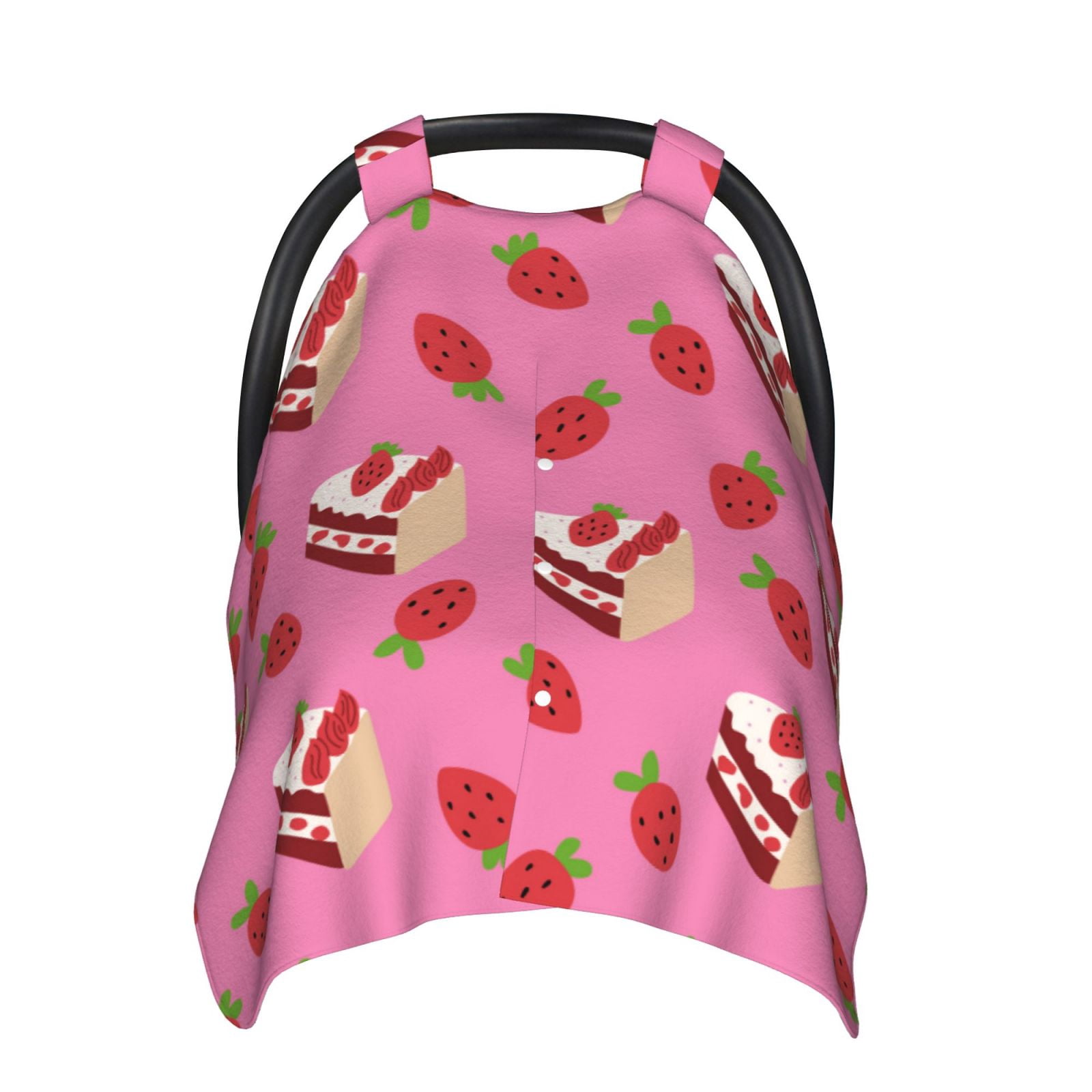 Naloa Strawberry Cake Baby Car Seat Cover, Breathable Baby Carrier Cover, Multiuse Baby Carrier Cover & Nursing Breastfeeding Cover