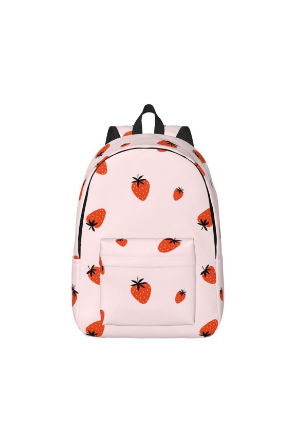 Strawberry Canvas Backpack for Men Women Rucksack Casual Travel Daypack College Tote Satchel Bookbag for Teens-Small