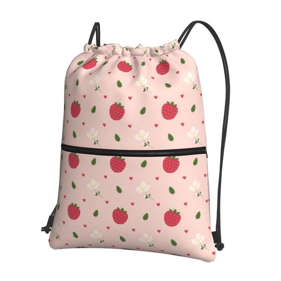 Naloa Strawberry Drawstring Backpack String Bag Cinch Water Resistant for Gym Shopping Sport Yoga