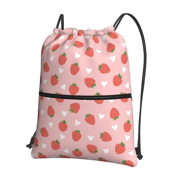Naloa Strawberry Drawstring Backpack String Bag Cinch Water Resistant for Gym Shopping Sport Yoga