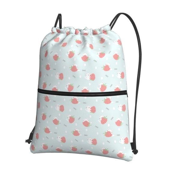 Naloa Strawberry Drawstring Backpack String Bag Cinch Water Resistant for Gym Shopping Sport Yoga
