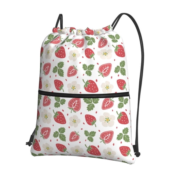 Naloa Strawberry Drawstring Backpack String Bag Cinch Water Resistant for Gym Shopping Sport Yoga