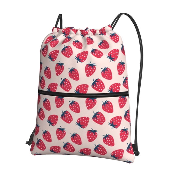 Naloa Strawberry Drawstring Backpack String Bag Cinch Water Resistant for Gym Shopping Sport Yoga
