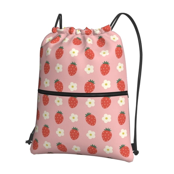Naloa Strawberry Drawstring Backpack String Bag Cinch Water Resistant for Gym Shopping Sport Yoga