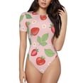 thumbnail image 1 of Naloa Strawberry Floral Women's Short-Sleeved Onesie, One-Piece Swimsuit for Parties, dates, clubs - XX-Large, 1 of 9