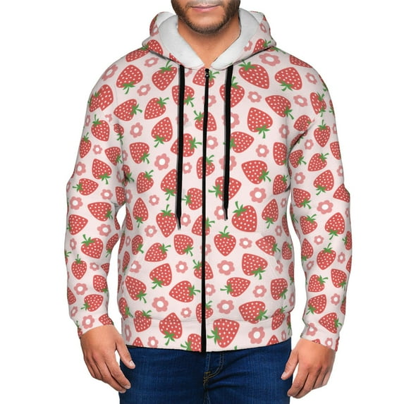 Naloa Strawberry Flower Men’s Hoodies, Zip up Hoodie, Sweatshirts,Hoodies for Men Sizes S-3XL-Small