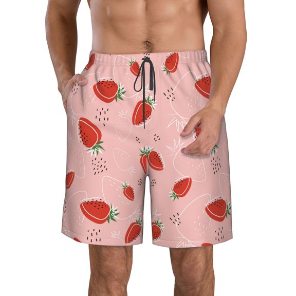 Naloa Strawberry Men's Beach Shorts, Surfing shorts, Swim trunks, Quick Dry Swim Trunks for Surfing Beach Fun - 3X-Large