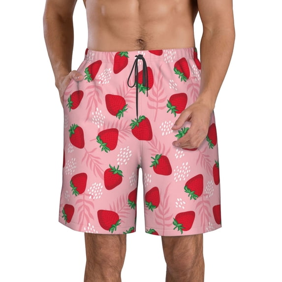Naloa Strawberry Men's Beach Shorts, Surfing shorts, Swim trunks, Quick Dry Swim Trunks for Surfing Beach Fun - XX-Large