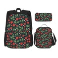 thumbnail image 1 of Naloa Strawberry Print Large Capacity Backpack Lunch Bag Pencil Case Combination 3 Piece Set for Student, 1 of 8