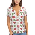 thumbnail image 1 of Naloa Strawberry Print T-Shirts Short Sleeve V Neck Tees for Women Fashion Tops Trendy Lightweight Soft Casual Summer Outfits Clothes, 1 of 5
