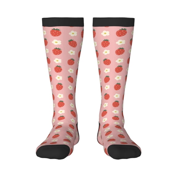 Naloa Strawberry Thigh High Socks Extra Long Stretchy Sock Women Over Knee High Opaque Stocking Daily Wear